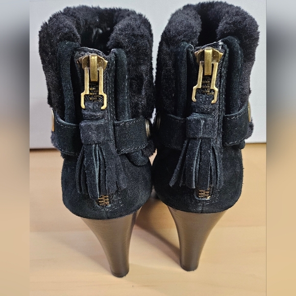Anne Klein iFlex Black Faux Fur Suede with Back Zipper Ankle Boots size 7 1/2 - Picture 2 of 8